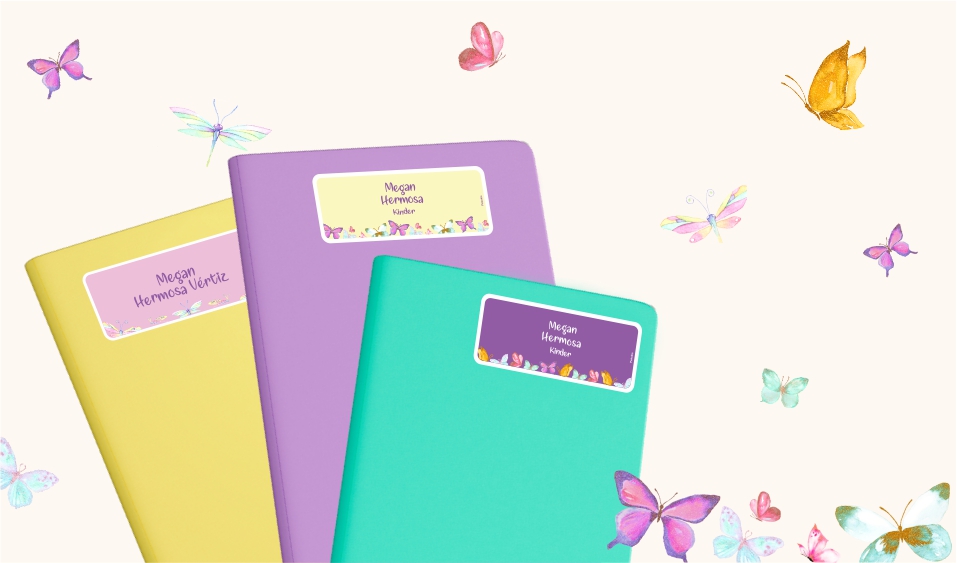 Etiquetas escolares personalizadas diseño Sweet Fly