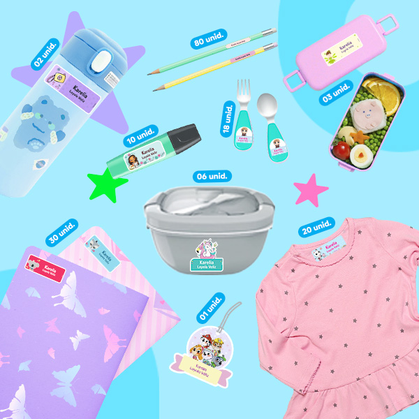 Pack Completo de etiquetas escolares personalizadas Pekokis