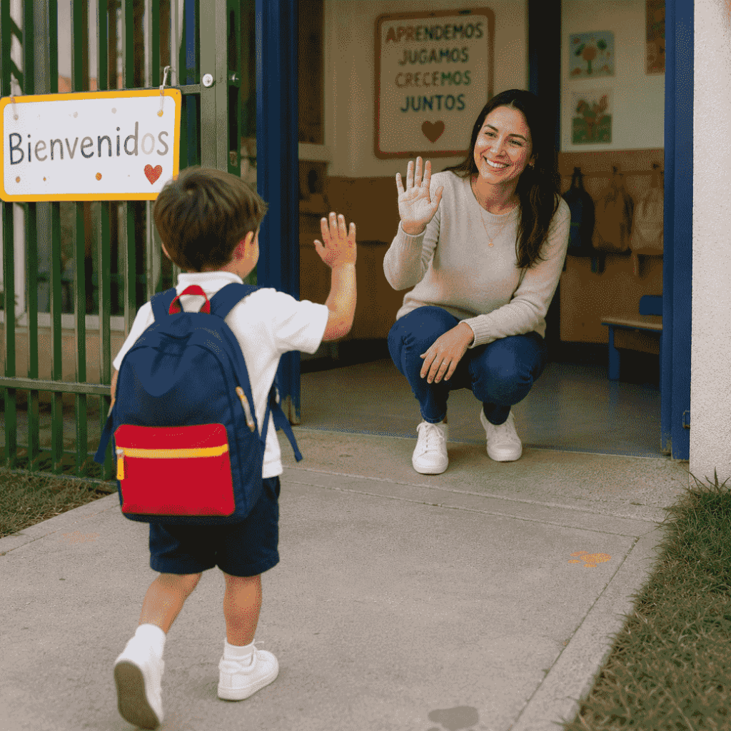 Niño preparado para su primer día de clases