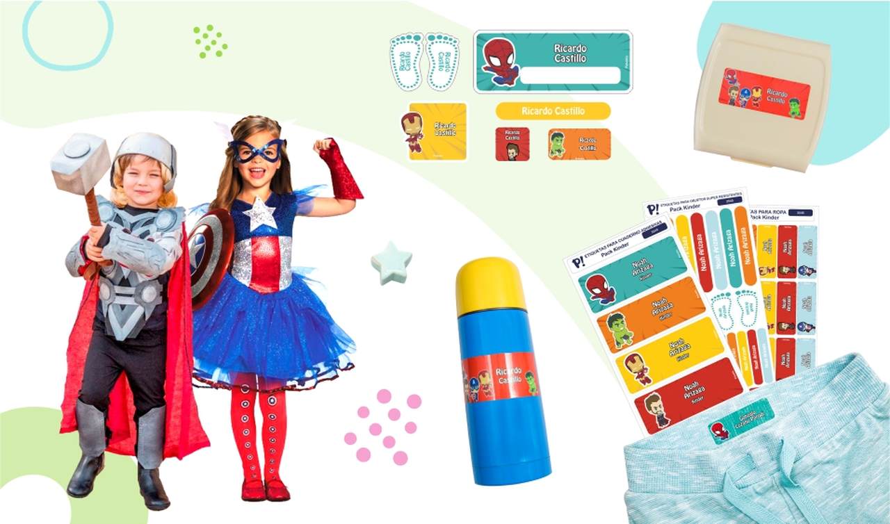 Los mejores stickers personalizados escolares de Superhéroes y mucho más