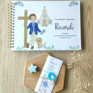 estampita más denario más albúm recuerdo para la primera comunión