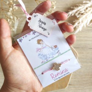 pulsera perlas, album de fotos y firmas más estampitas recuerdo para la primera comunion