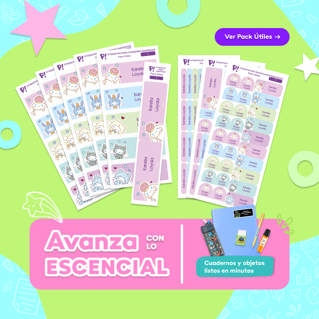 Pack Útiles etiquetas escolares Pekokis